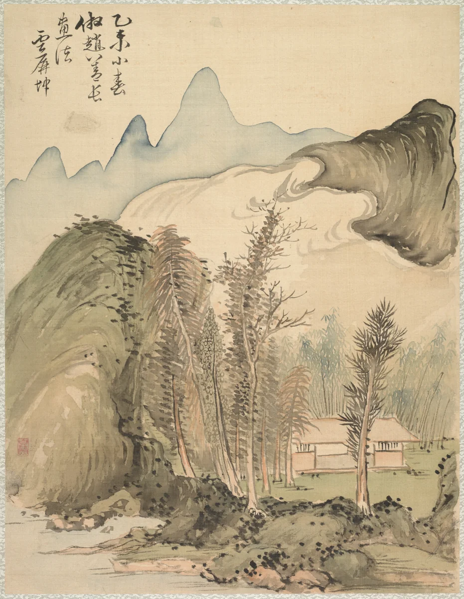 Hut Amidst the Trees by Tsubaki Chinzan (椿椿山), other, 1847