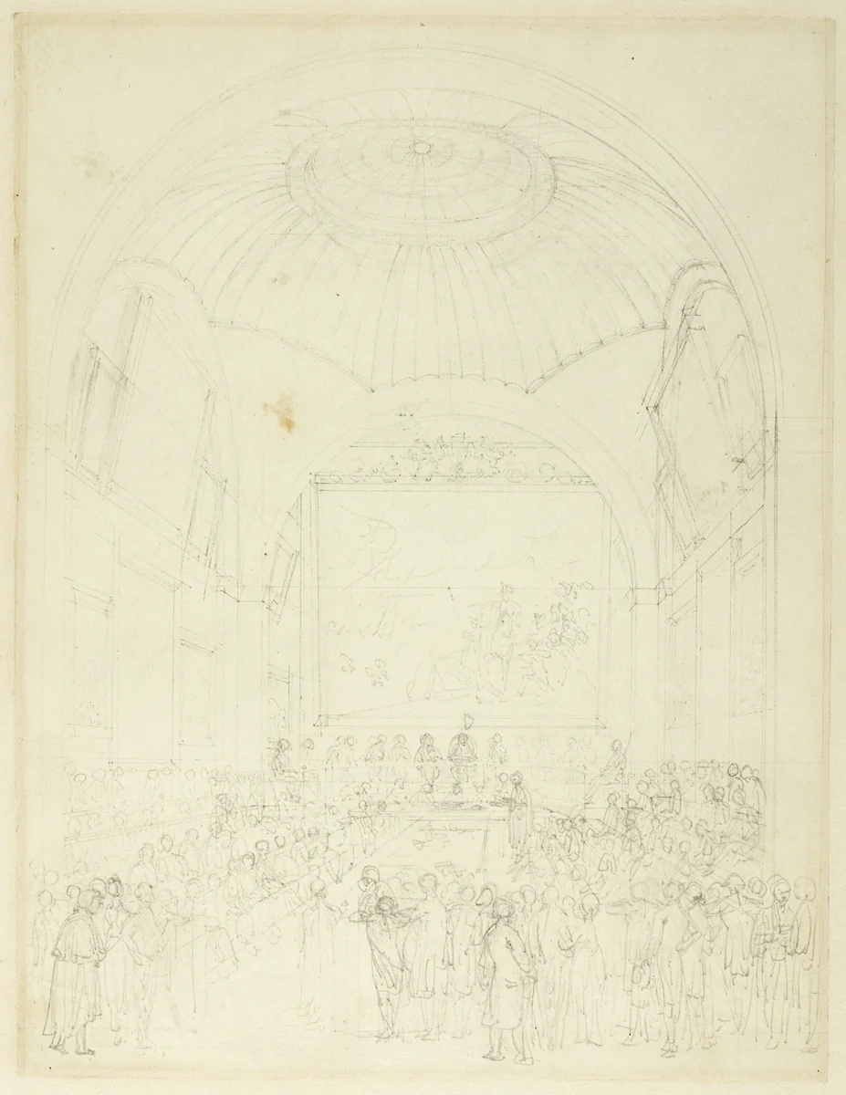 Study for Common Council Chamber, Guild Hall, from Microcosm of London by Augustus Charles Pugin
Thomas Rowlandson, drawing, 1807-1808