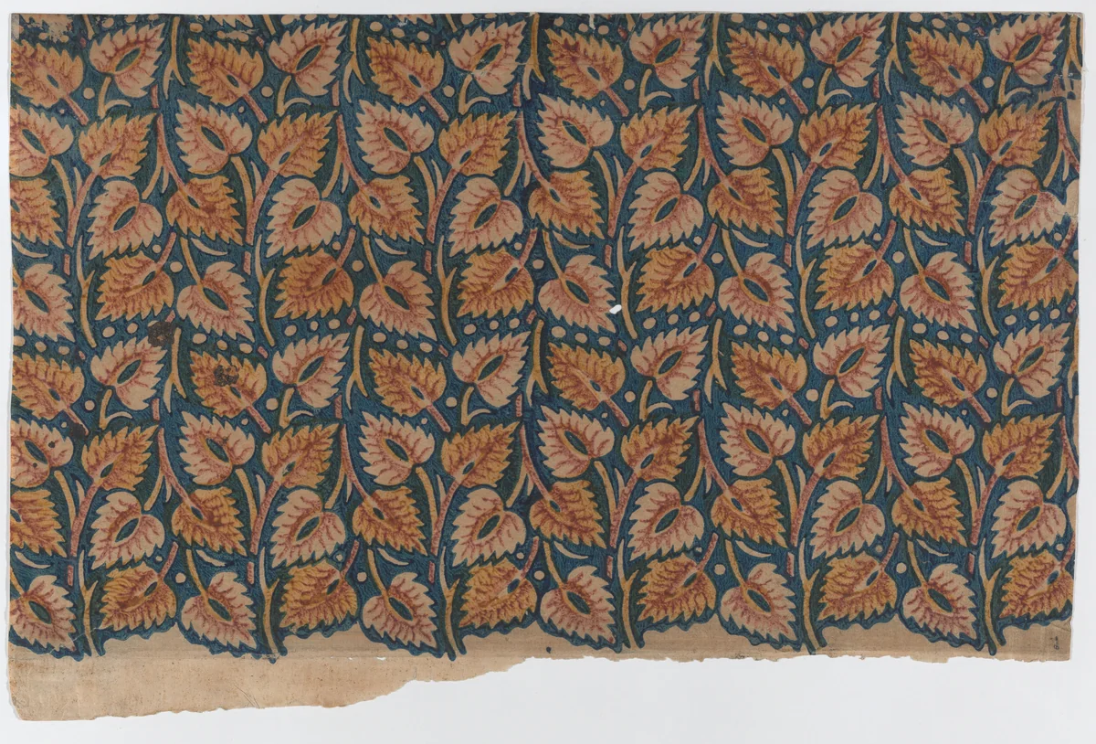 Sheet with overall leaf pattern by anonymous, print, 1775-1875