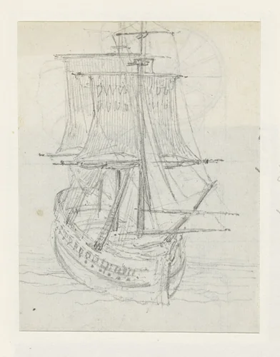 Zeilschip by Georges Michel, drawing, 1773-1843