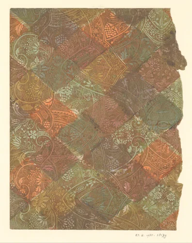 Blad met bloemen en vruchten met over elkaar slingerende banden by anonymous, other, 1700-1850