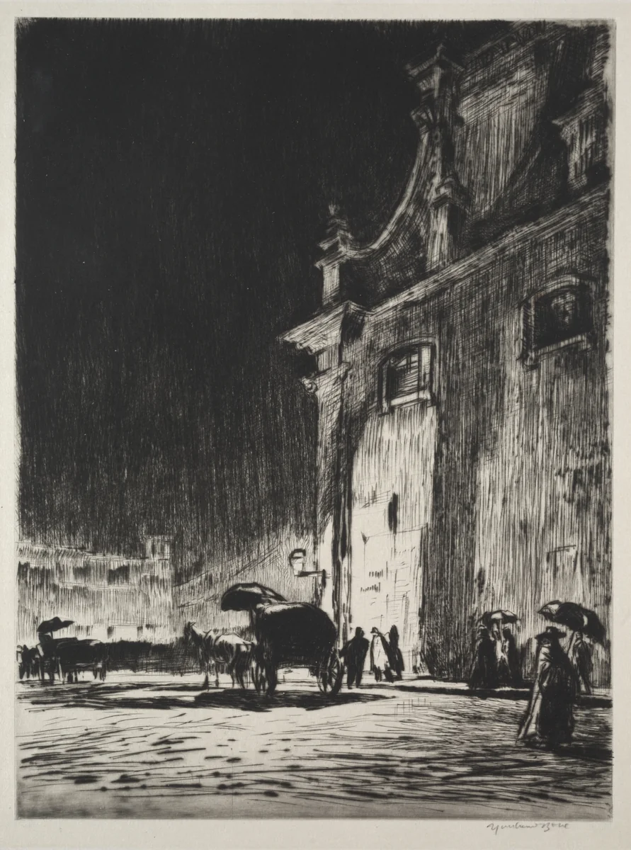 Rainy Night in Rome by Muirhead Bone, print, 1913