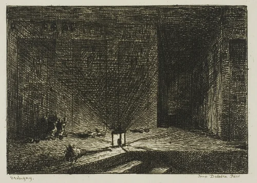 Interior of an Inn (The Corridor of an Inn) by Charles-François Daubigny, print, 1861