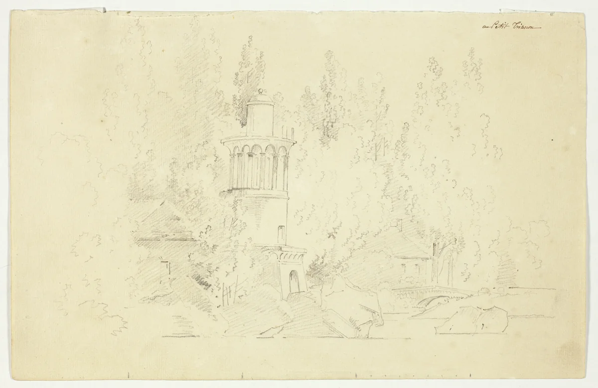 View of the Park at Versailles: Petit Frianon by Pierre Antoine Mongin, drawing, 1781-1827