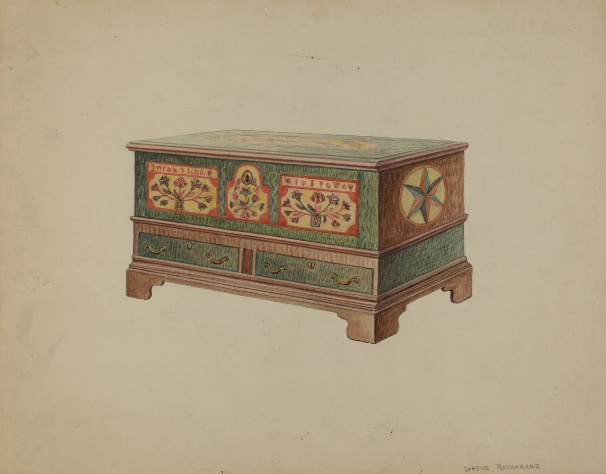 Pa. German Dower Chest by Lorenz Rothkranz, index of american design, 1936