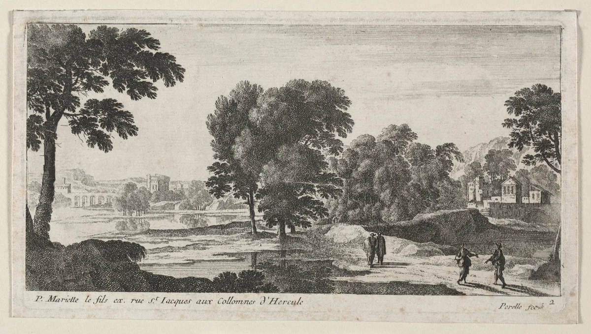 Landscape with Figures by Gabriel Perelle, print, 1603-1677
