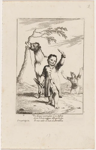 Bertoldino Cutting Off the Donkey's Ears by Giuseppe Maria Crespi, print, 1705-1715