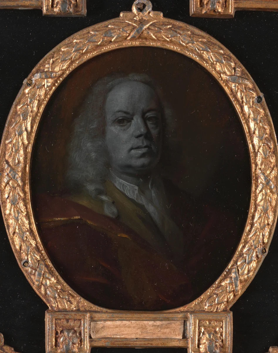 Portrait of Frans Greenwood, Miniaturist, Glass Engraver and Poet in Dordrecht by Aert Schouman, painting, 1732-1771