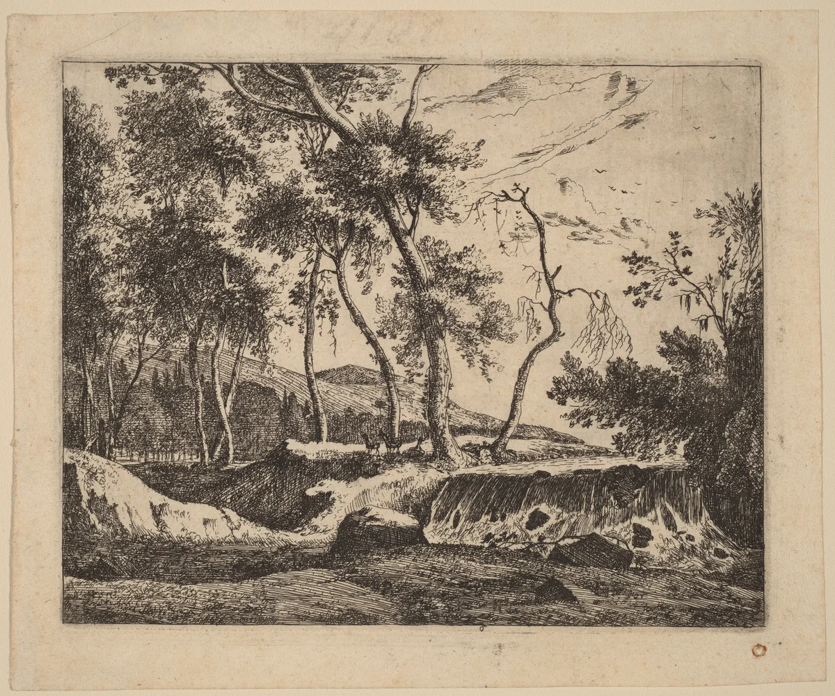 The Waterfall: pl.6 by Melchior Küsel; Roelant Roghman, print, 1627-1692