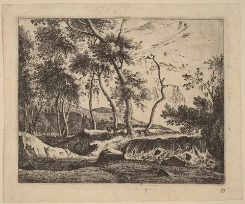 The Waterfall: pl.6 by Melchior Küsel; Roelant Roghman, print, 1627-1692