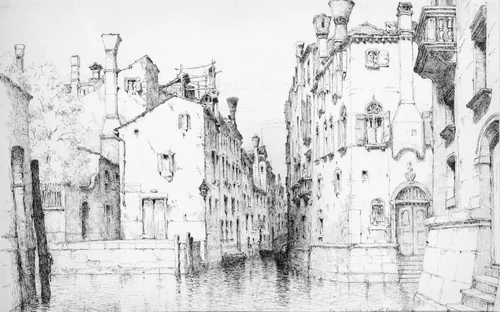 Rio Ca Pessaro and Rio dei Frari, Venice by Andrew Fisher Bunner, artwork, 1841-1897