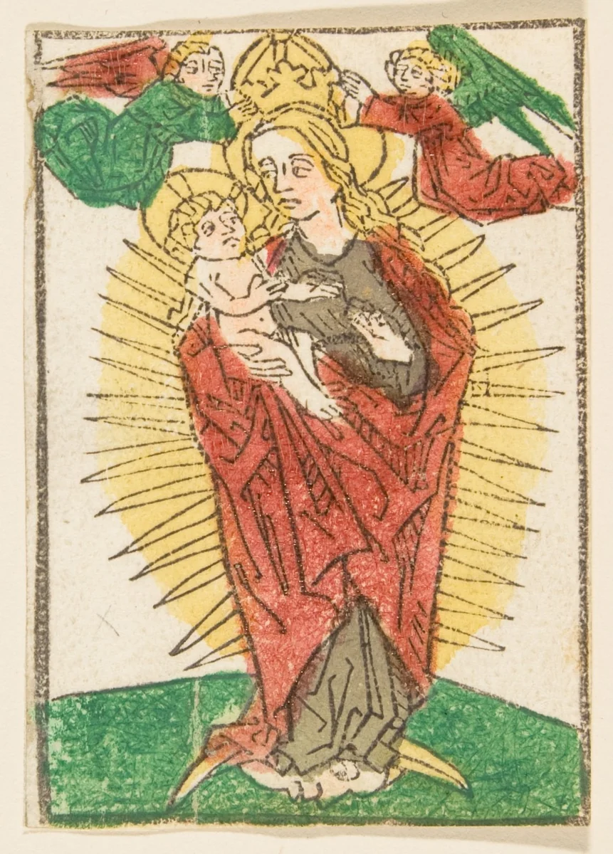 Madonna in Glory Crowned by Angels by anonymous, print, 1400-1499
