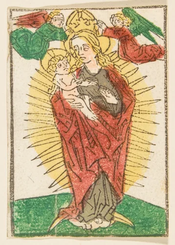 Madonna in Glory Crowned by Angels by anonymous, print, 1400-1499