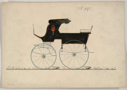 Design for Stanhope Phaeton "Drag," no. 327 by Brewster & Co., drawing, 1865-1875