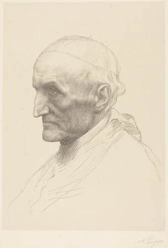 Cardinal Manning, 2nd plate by Alphonse Legros, print, 1837-1911