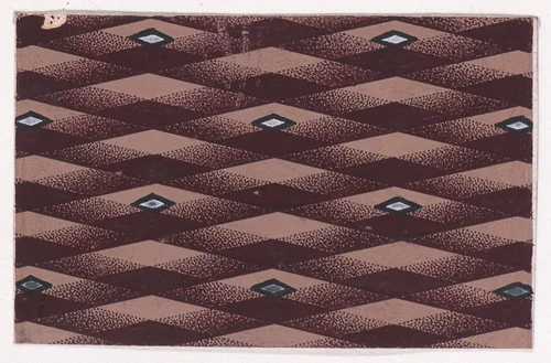 Textile Design with Alternating Vertical Rows of Lozenges over a Background of Intersecting Diagonal Ribbons by anonymous, drawing, 1840
