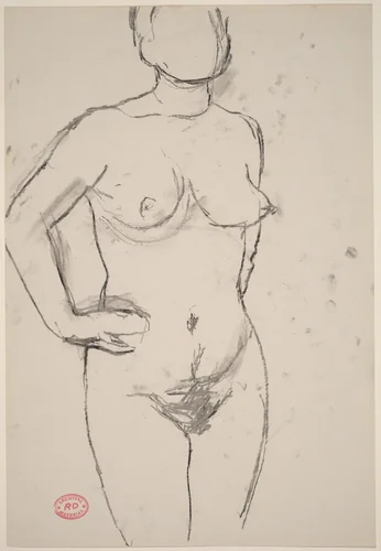 Untitled [standing female nude with hands on hips] by Richard Diebenkorn, drawing, 1955-1967