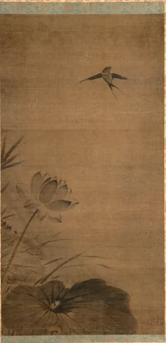 Swallow and Lotus by Fachang Muqi, painting, 1225-1275