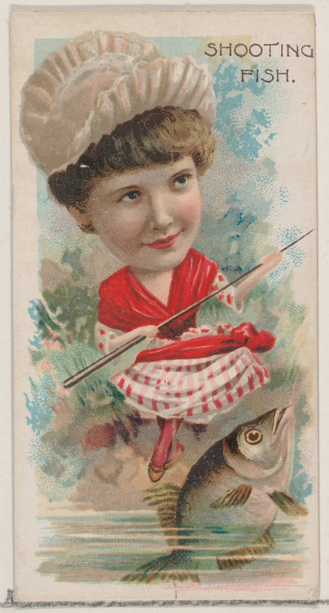 Shooting Fish, from the series Fishers and Fish (N74) for Duke brand cigarettes by Knapp & Company, print, 1888