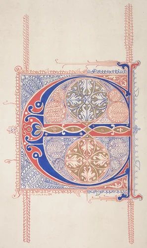 Illuminated Initial "C" by Freeman Gage Delamotte, drawing, 1830-1862