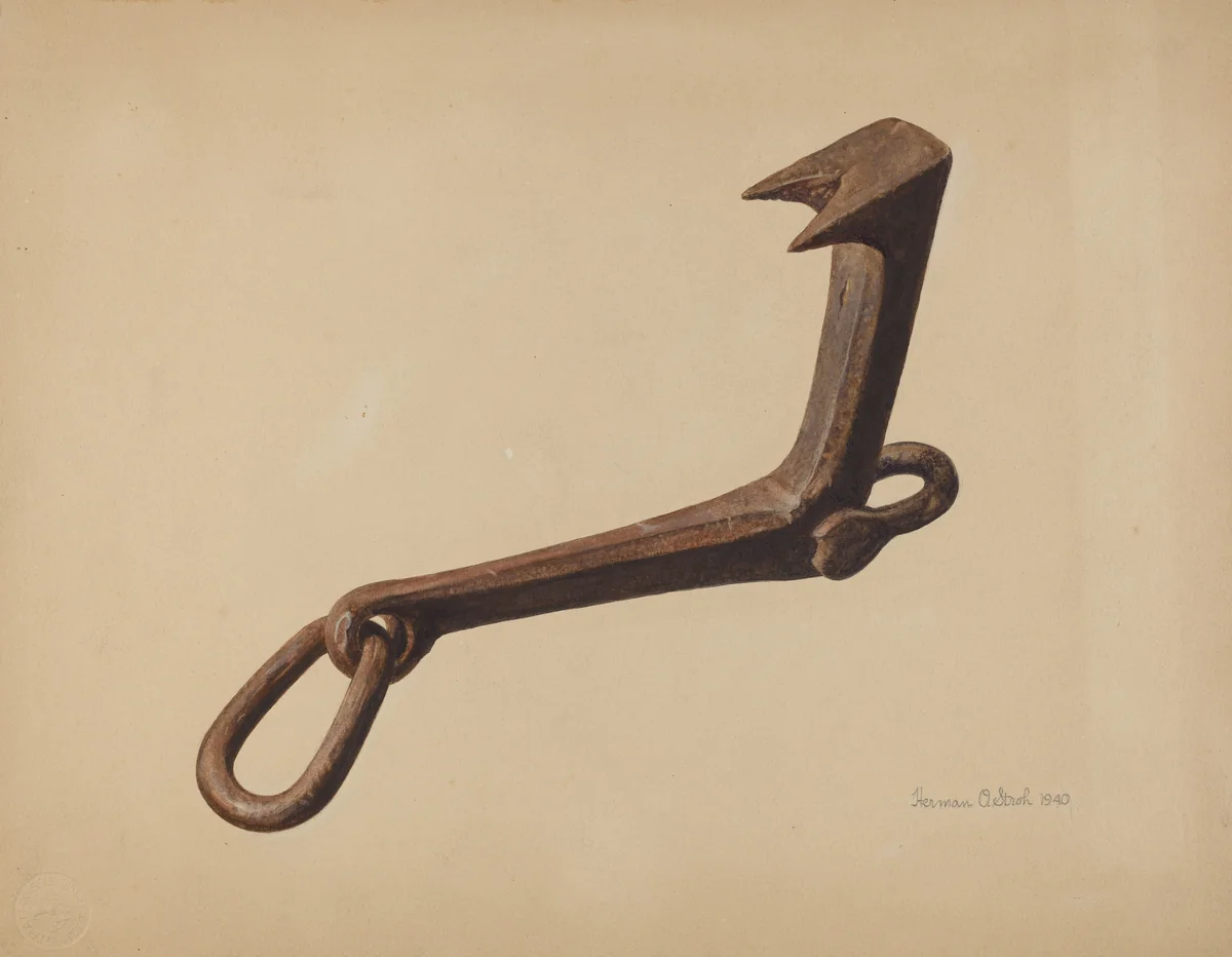 Sled Starting Hook by Herman Stroh, index of american design, 1940