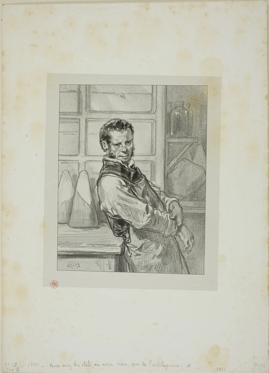 Masks and faces by Paul Gavarni, print, 1857-1858