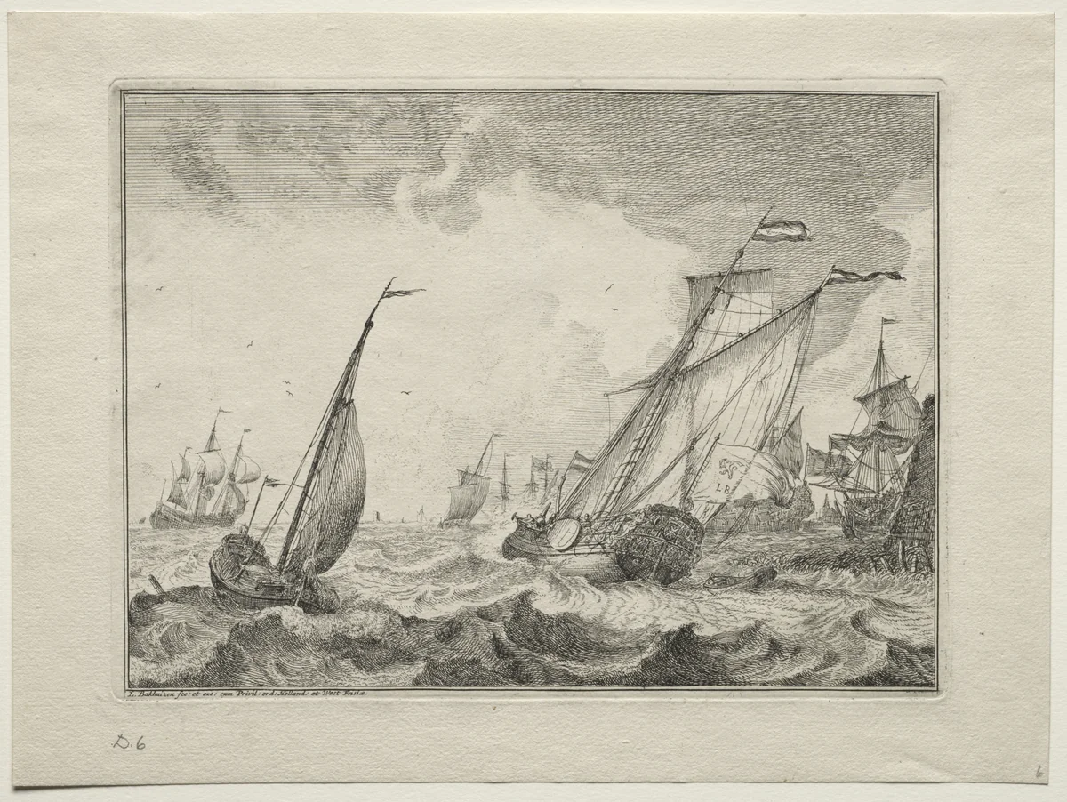 Ships in a Gale by Ludolf Backhuysen, other, 1701