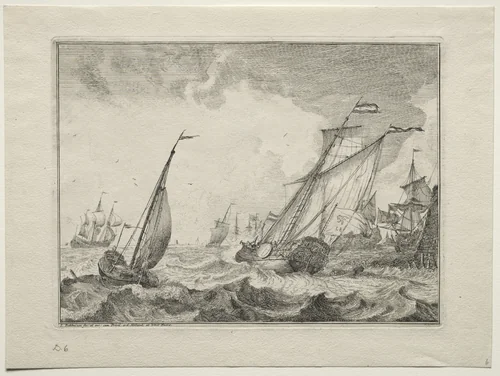 Ships in a Gale by Ludolf Backhuysen, other, 1701