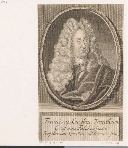 Portret van Franz Eusebius, Graf Trautson von Falkenstein by Martin Bernigeroth, print, 1718