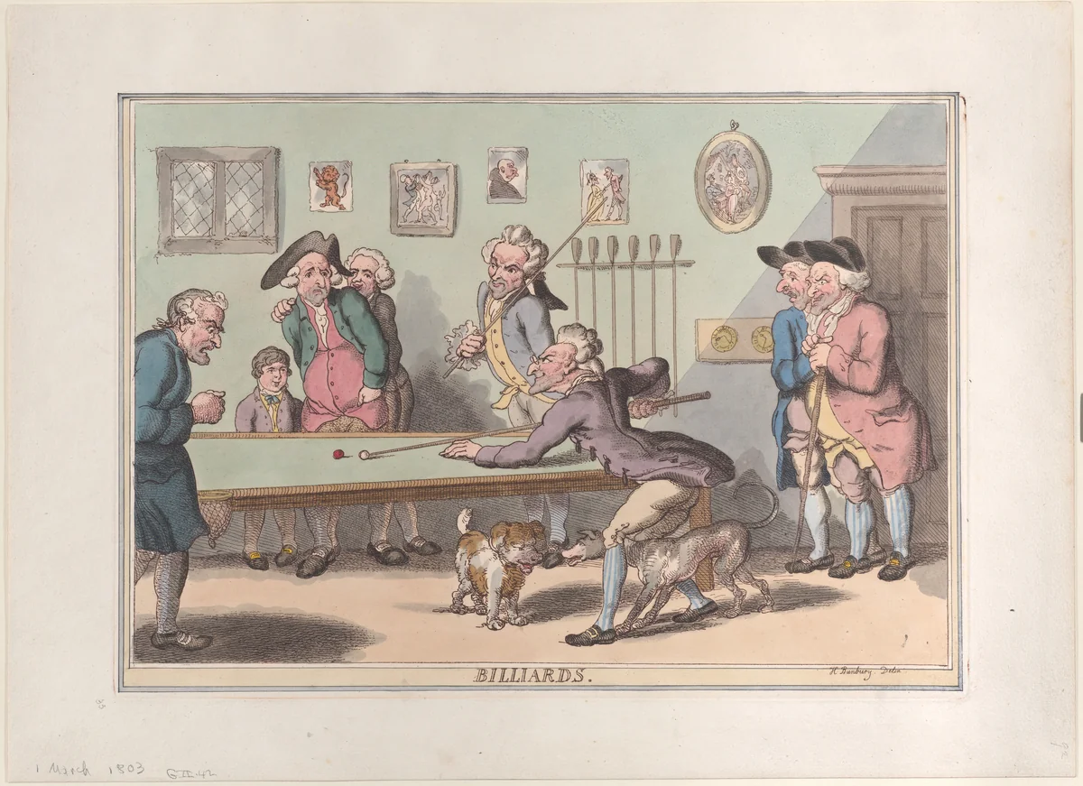 Billards by Thomas Rowlandson, print, 1803