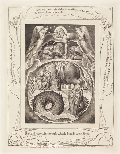 Behemoth and Leviathan by William Blake, print, 1825