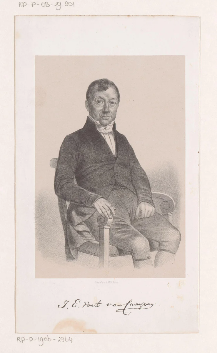 Portret van Johannes Eusebius Voet van Campen by anonymous, print, 1836-1851
