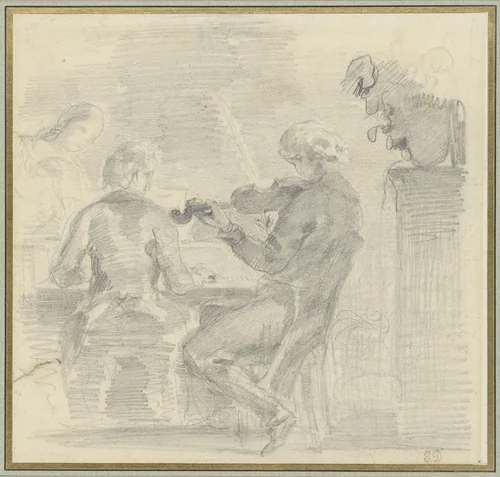 Musicerend gezelschap by Eugène Delacroix, drawing, 1808-1863