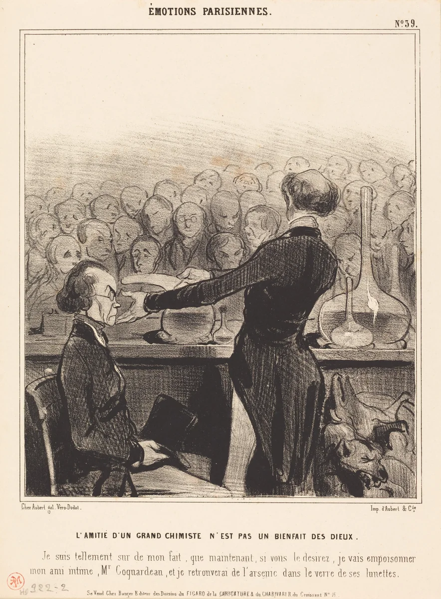 L'Amitié d'un grand chimiste... by Honoré Daumier, print, 1841