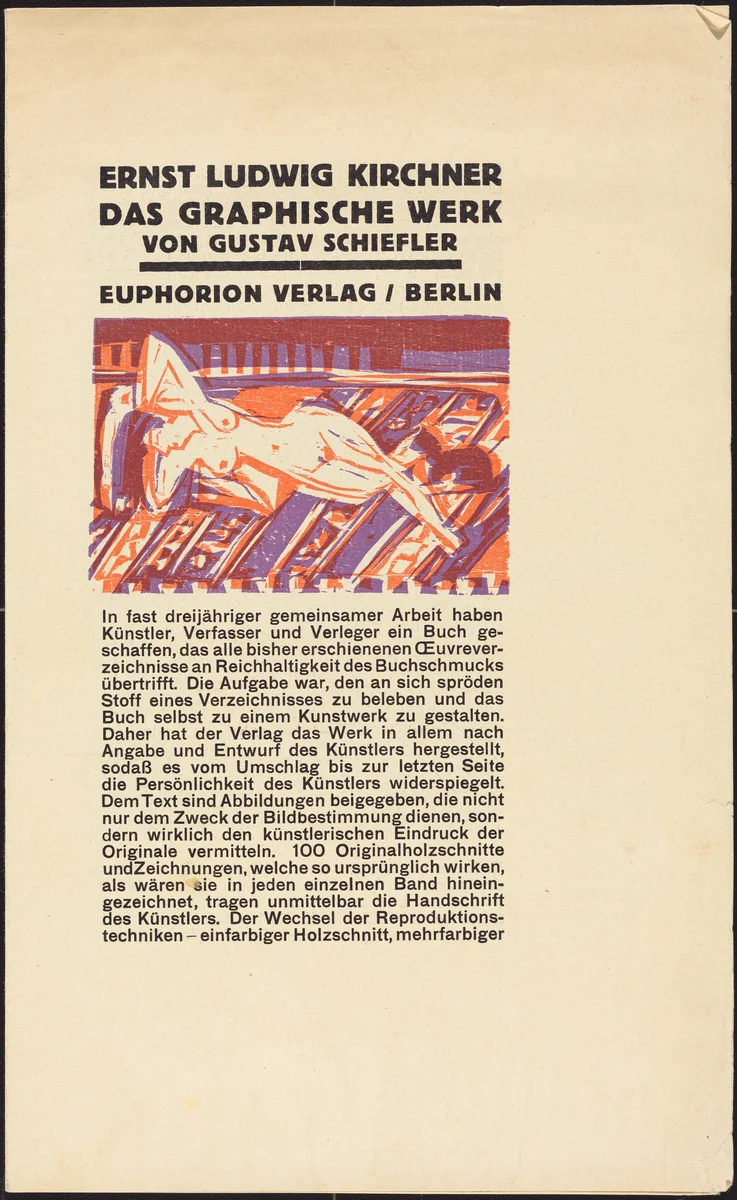 Reclining Nude with Cat by Ernst Ludwig Kirchner, print, 1924