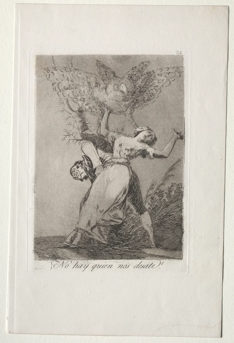 Can't Anyone Untie Us?, Plate 75 by Francisco de Goya, print, 1799