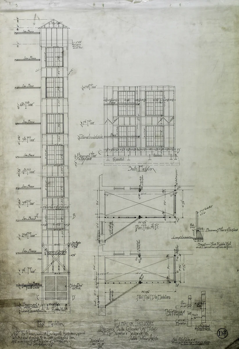 Brunswick Balke Collender Company Factory Building, Chicago, Illinois, Multiple Views by Adler & Sullivan, drawing, 1890-1894