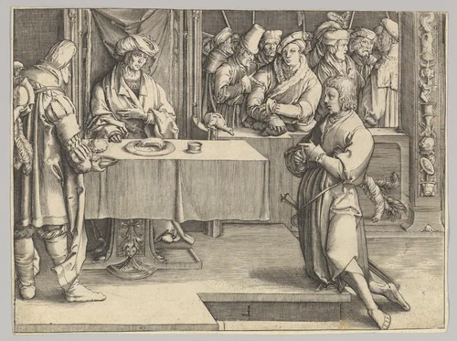 Joseph Interpreting Pharaoh's dreams (copy) by Lucas van Leyden, print, 1489-2006