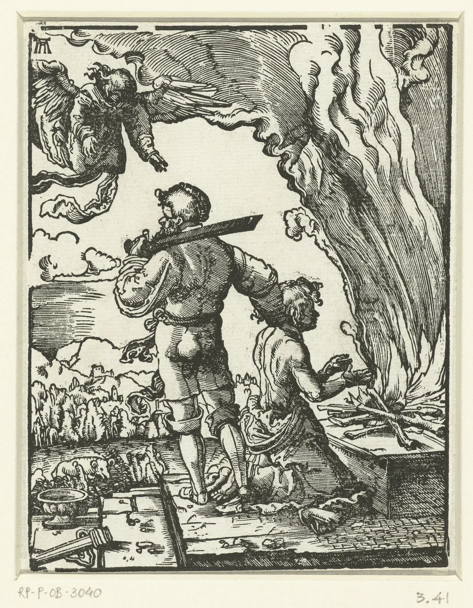 Het offer van Abraham by Unknown, print, 1506-1538