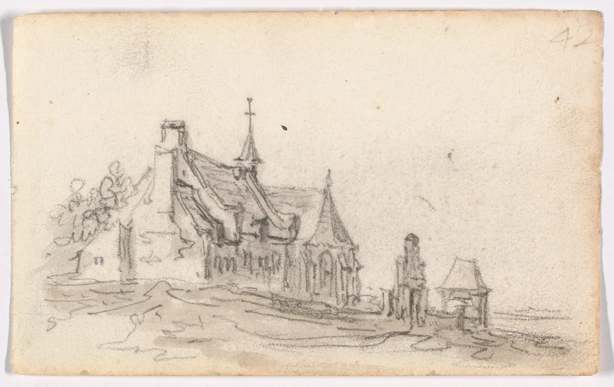 Leper House at Cleves by Jan van Goyen, drawing, 1650-1651