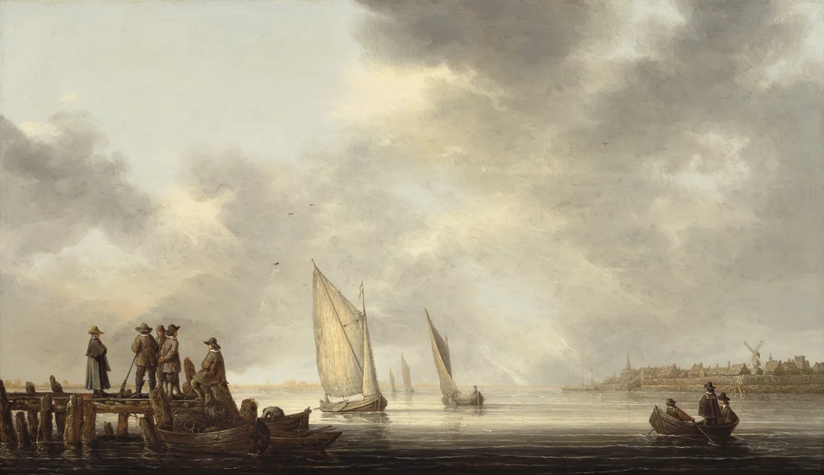 A Pier Overlooking Dordrecht by Aelbert Cuyp, painting, 1640-1644
