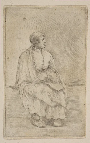 Seated Ecclesiastic by Stefano della Bella, print, 1657-1667