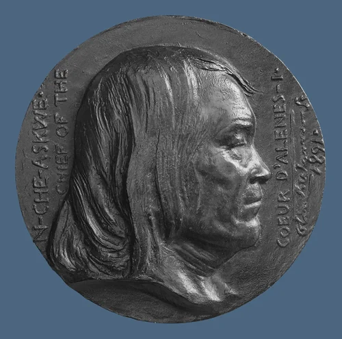 N-Che-Askwe, Chief of the Coeur d'Alenes by Olin Levi Warner, artwork, 1891-1906