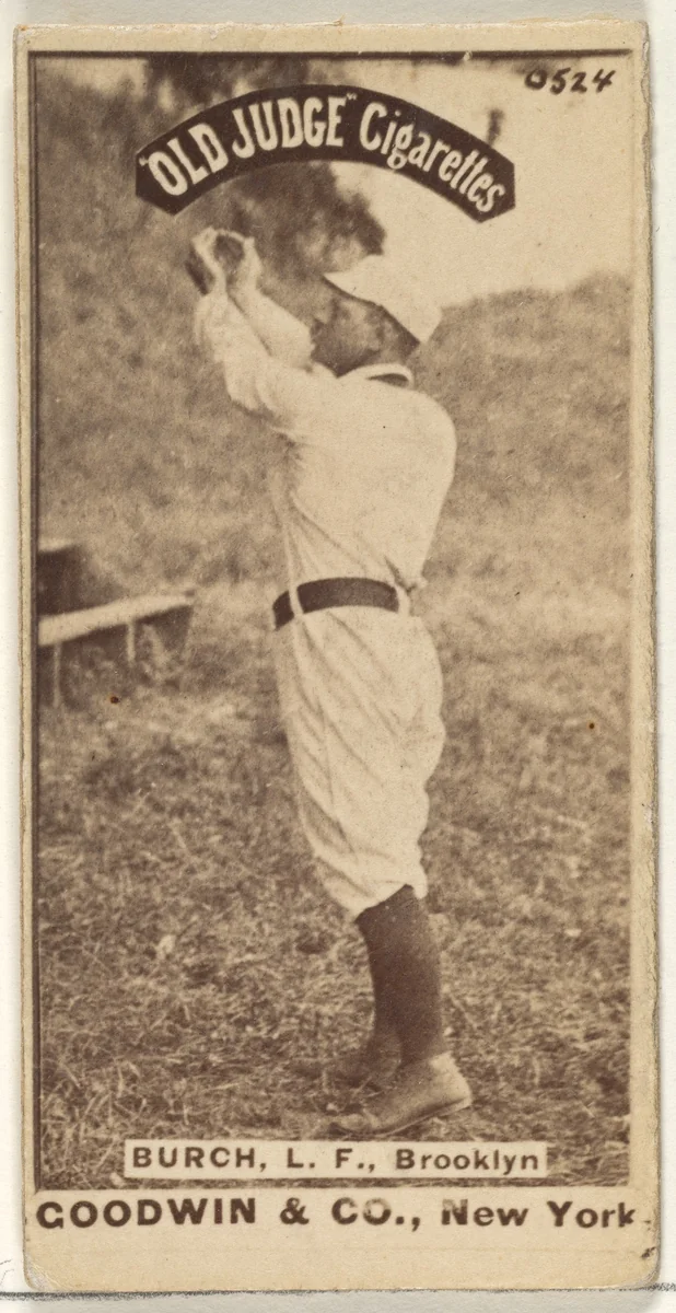 Burch, Left Field, Brooklyn, from the Old Judge series (N172) for Old Judge Cigarettes by Goodwin & Company, photograph, 1887-1890