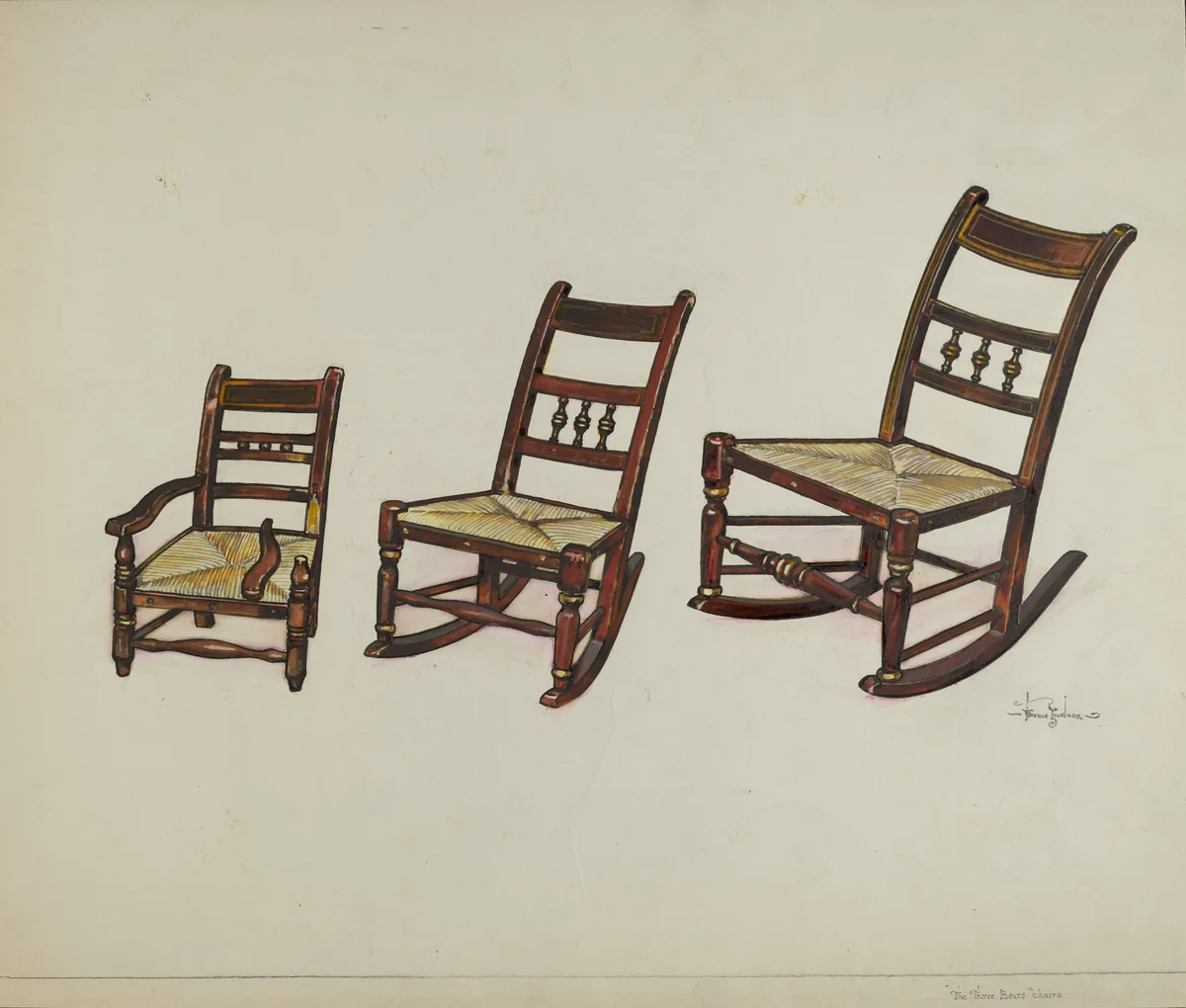 "The Three Bear's Chairs" by Florence Truelson, index of american design, 1937