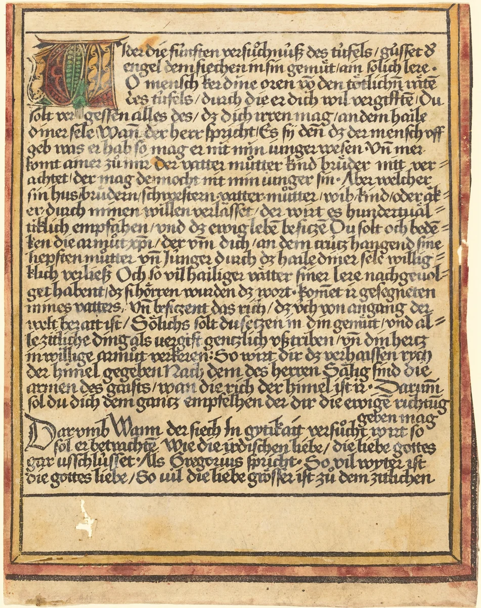 Exhortation Against Avarice by German 15th Century, print, 1470-1475