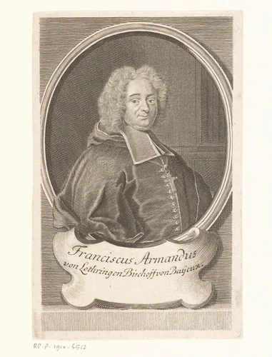 Portret van François-Armand de Lorraine-Armagnac by Martin Bernigeroth, print, 1730