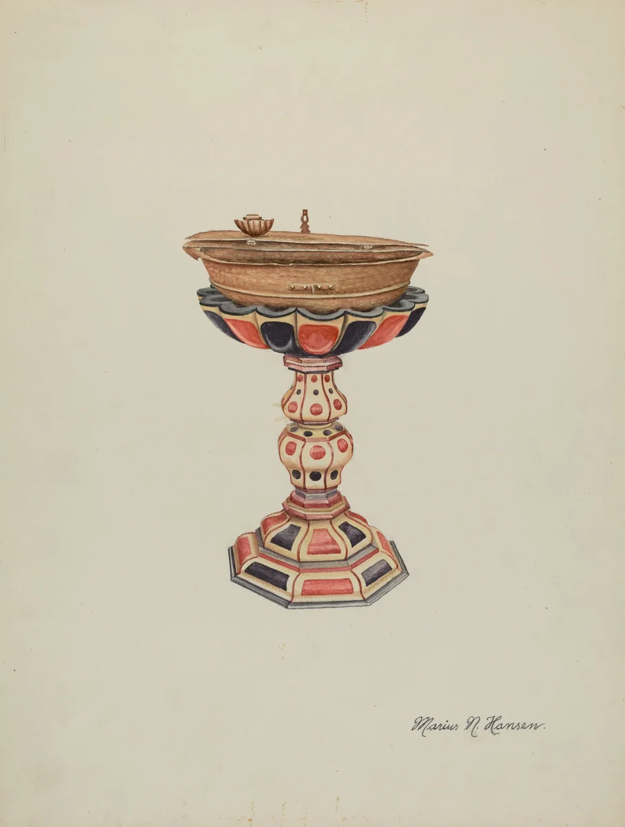 Baptismal Font & Stand by Marius Hansen, index of american design, 1939