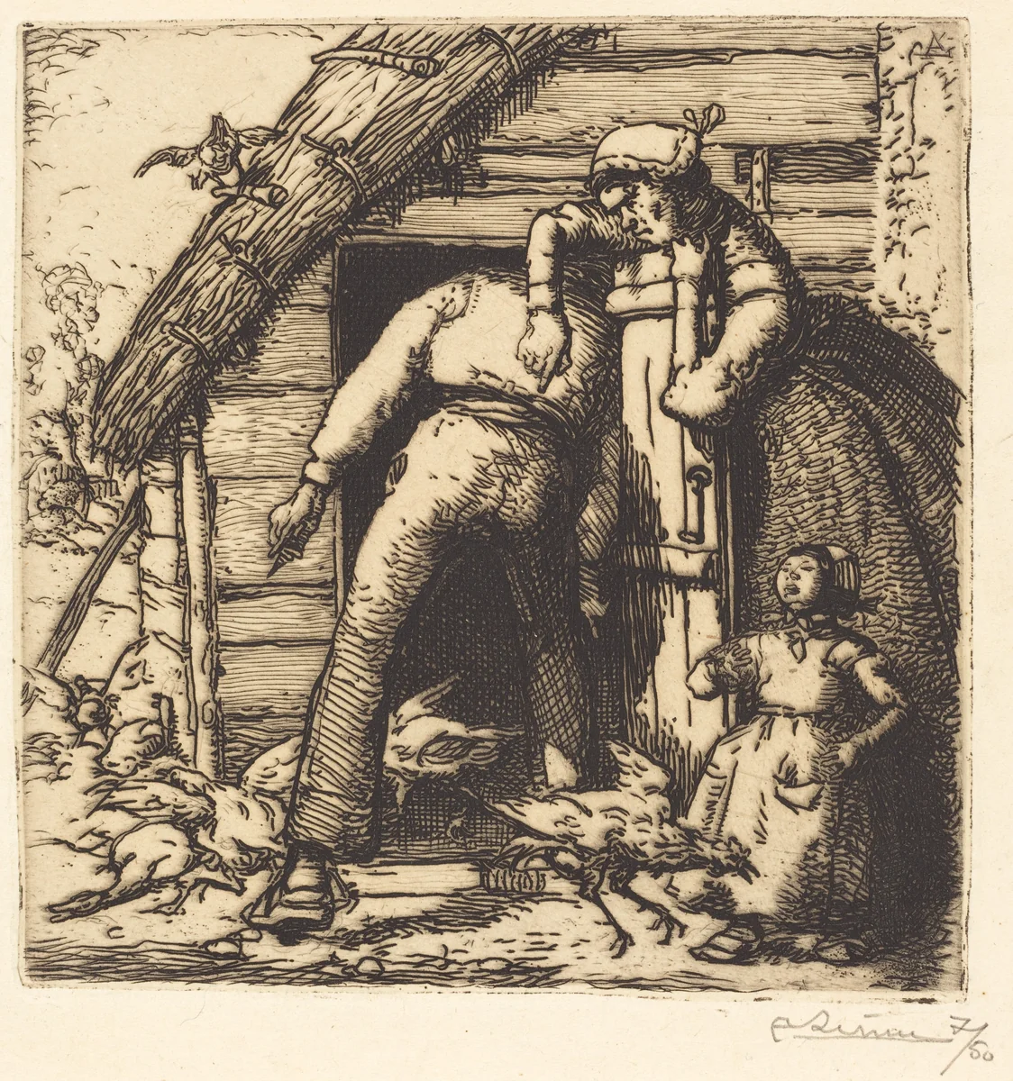The Poulterer, Vendee (Le Poulailler, Vendee) by Auguste Lepère, print, 1908