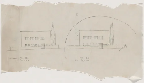 Library and Office Building of Salman Schocken, Jerusalem, Israel, Elevations by Erich Mendelsohn, architecture